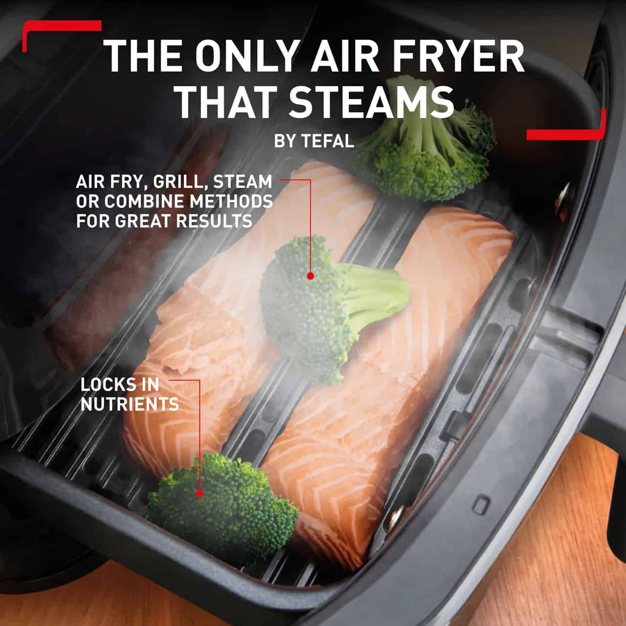 Tefal EasyFry 3in1 Air Fryer, Grill & Steamer - Black | FW201827