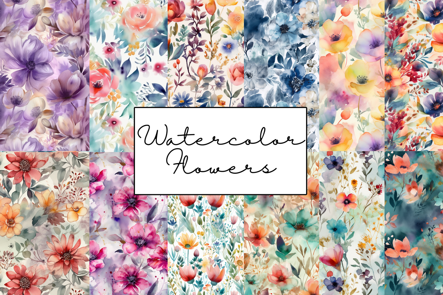 Watercolor Flowers Preflat